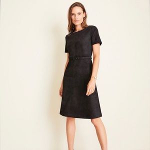 Ann Taylor black faux suede dress with belt size 12